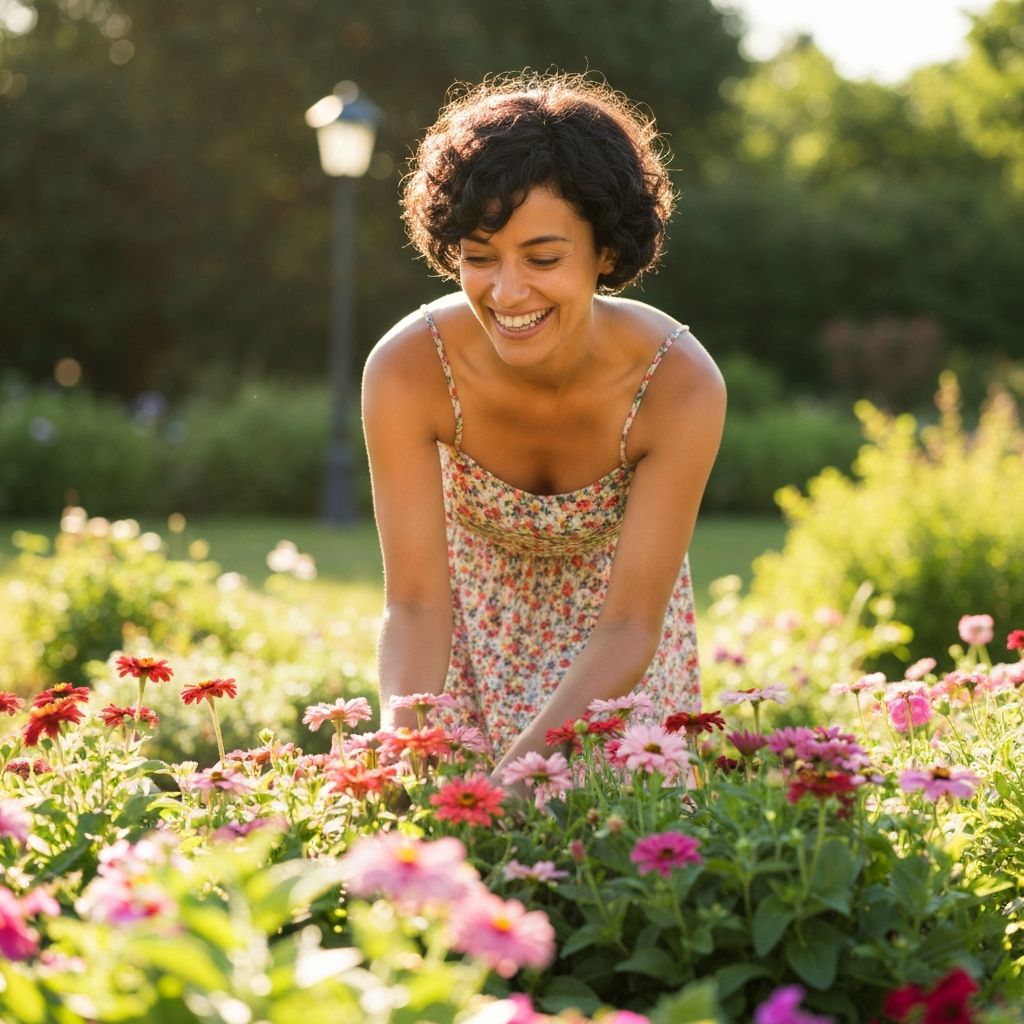 Person engaged in gardening and nature connection